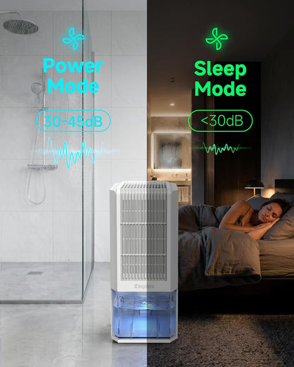 EasyAcc Small Dehumidifier for Bathroom, 68 OZ Dehumidifier for RV with Auto Shut Off, Removes Up to 40 OZ/Day, Quiet Portable Dehumidifier with 7 Color LED Light, Auto Defrost for Bedroom Closet