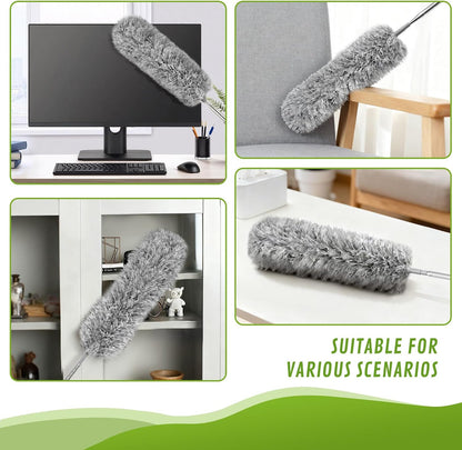 100-inch Duster with Extension Pole, 9-in-1 Cobweb Duster Kit Includes Spider Web Brush & Flat Gap Cleaner for High Ceiling, Fan, Under Appliances, Car, Home Deep Cleaning