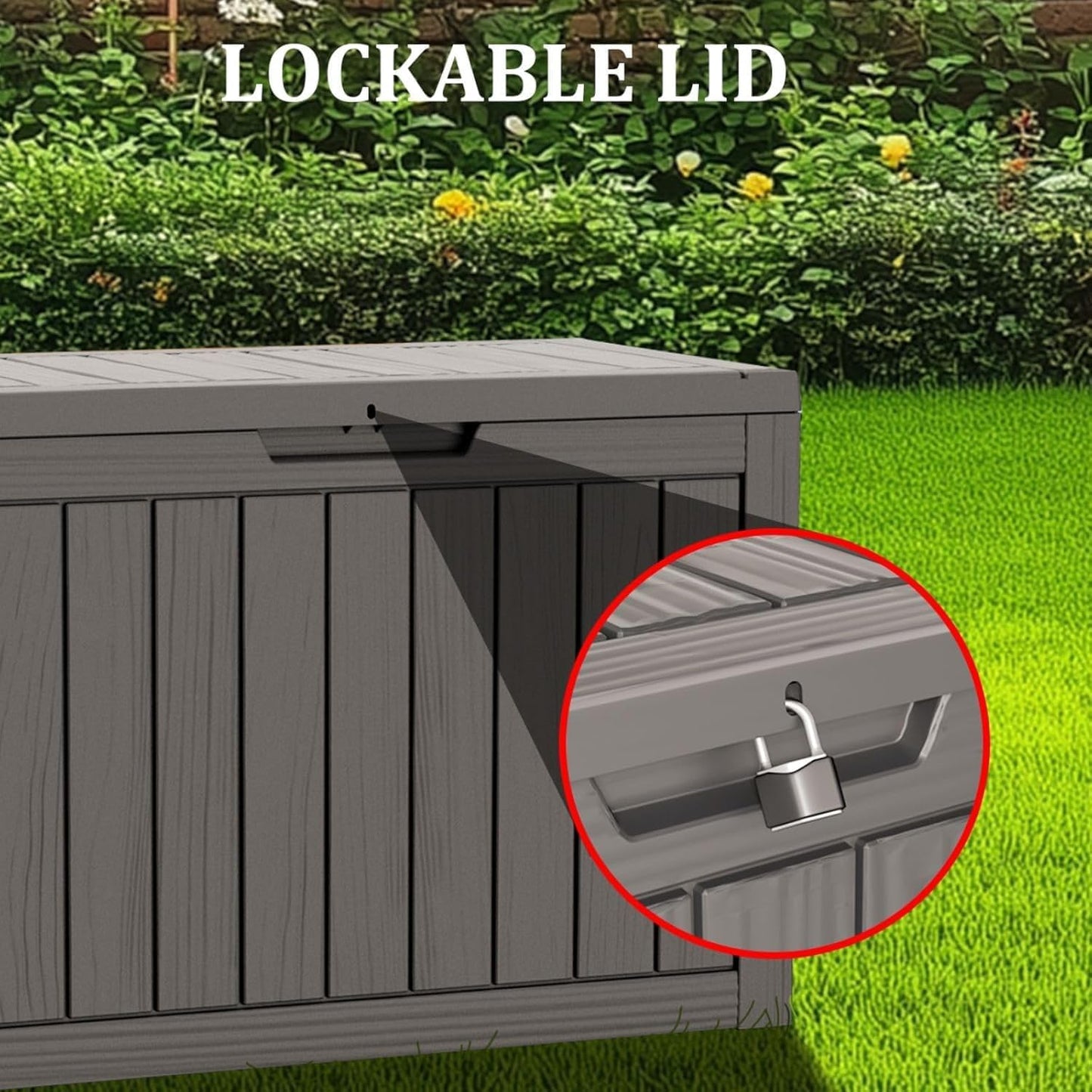 Outdoor Storage Box 325GAL Waterproof Resin Deck Box,Pool Accessories Supplies，UV-Resistant Lockable Package Delivery Bin for Garden Tools,Large Patio Outside Cushions,Chest,Furniture,Black
