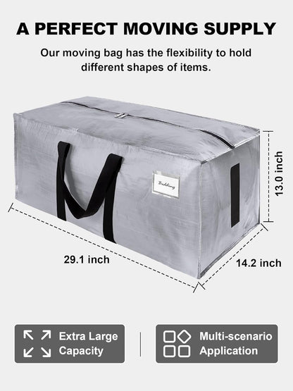 HOMESURE Supports 200lbs Heavy Duty Moving Bags - Strong Zipper & Wrap-Around Handles - Water-Resistant Storage Totes, Durable Alternative to Moving Boxes - 8 Pack - Semi-Transparent