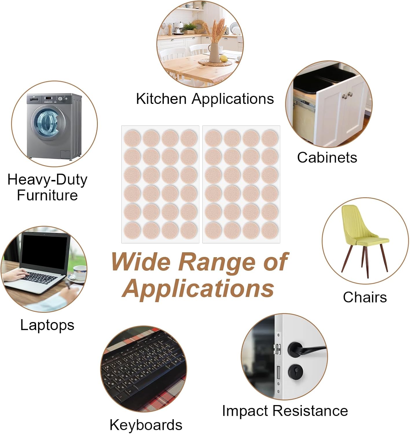 96 Pcs Self-Stick Furniture Round Felt, 3/4" Chair Felt Pads Protect Your Hardwood Floors from Furniture Scratches Moving Your Furnitures Smoothly Noise Reduction for Chairs, Tables, Couches (Beige)
