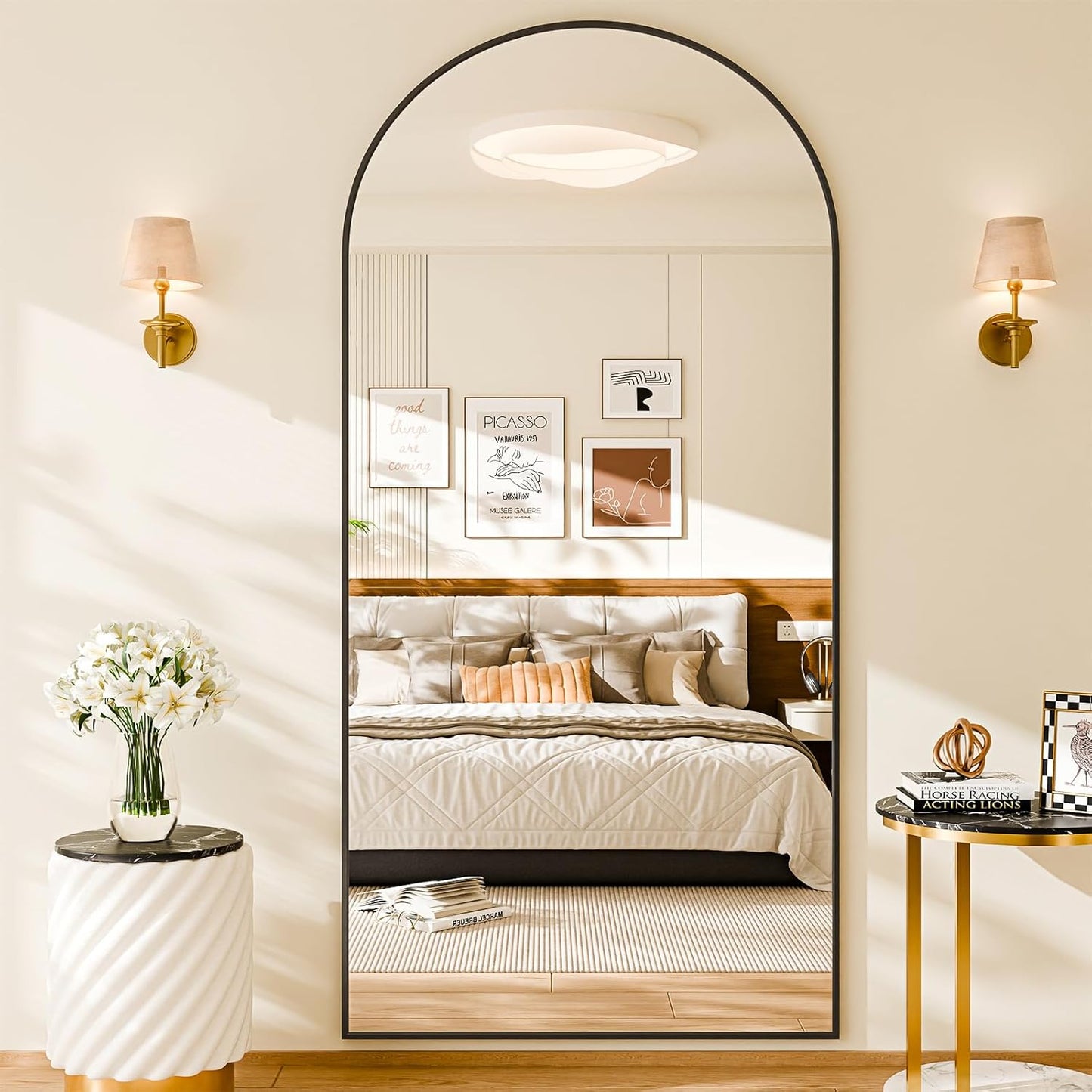 59"x16" Floor Mirror Full Length, Arched Full Length Mirror with Stand, Full Body Mirrors for Bedroom Living Room or Cloakroom Gold