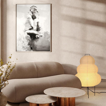 Paper Floor Lamp, White Rice Paper Lantern Lights with 3CCT Bulb, Japanese Japandi Wabi Sabi Cozy Lantern Noguchi Floor Lamp for Bedside Nightstand Bedroom Office Living Room, 1 Pack