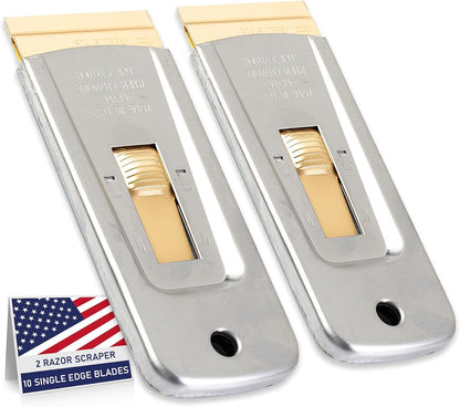 CANOPUS Razor Blade Scraper Tool, Razor Blade Holder, Window Scraper with Razor Blades, Scraper for Glass, Oven, and Cooktop, Sticker Remover Tool, Windshield Scraper