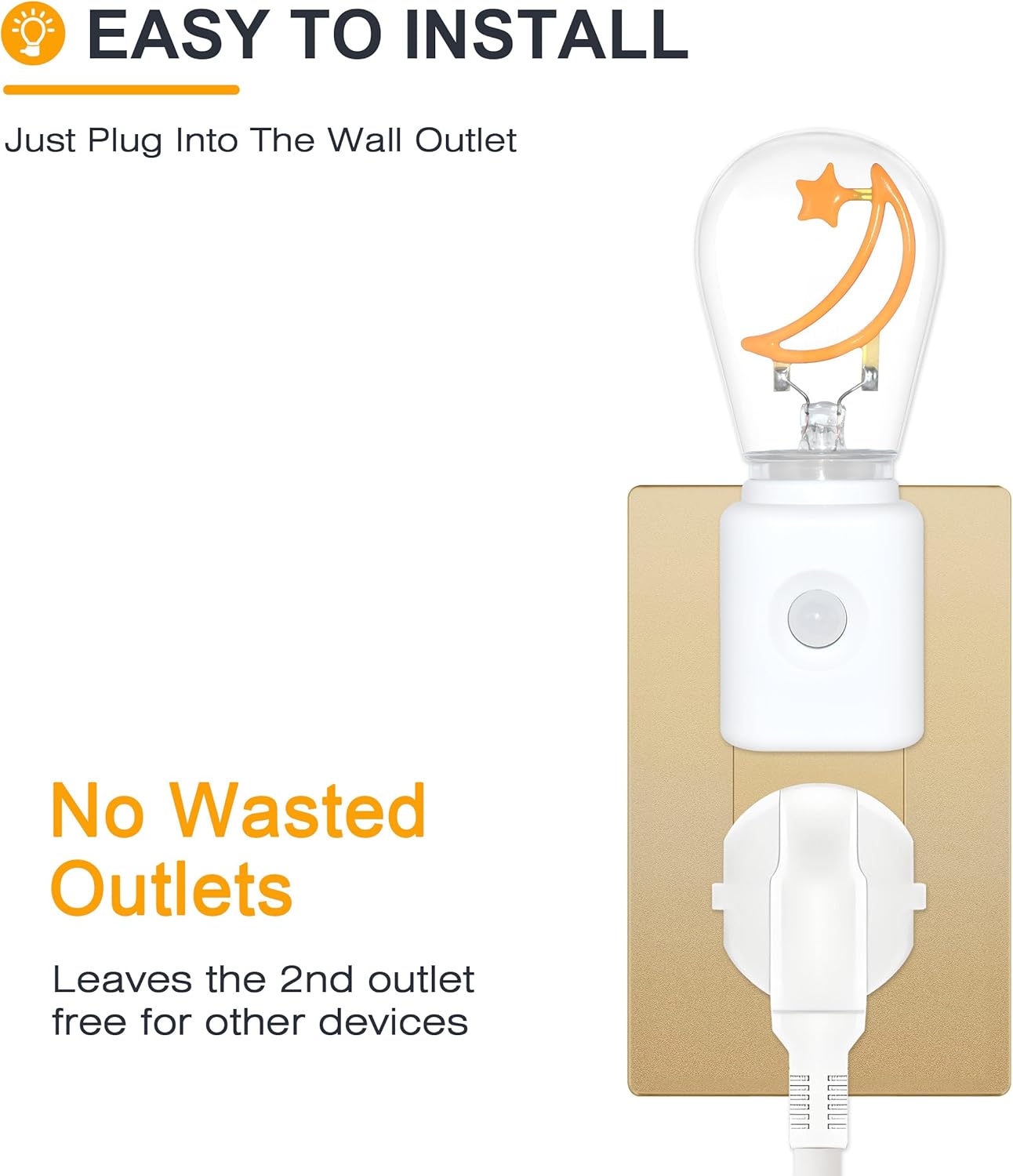LED Motion Sensor Night Light, [1 Pack] Motion Activated Night Light, 2200K Amber, Adjustable Brightness, Motion Sensor Light Indoor Plug in for Nursery, Kids, Bedroom, Bathroom Nightlight
