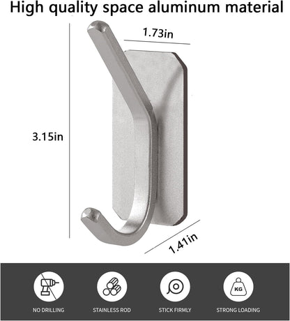 Paoli Heavy Duty Adhesive Wall Hooks, 30 lb Max Load Waterproof Hooks for Bathroom Towels Coats Bags, No Drill Damage-Free for Renters Apartment Dorm, Matte Black, 4 Pack