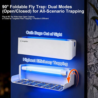 2 Pack UV Fly Light Trap Indoor for Home Gnat Traps for House, Wall Sconce Fly Light Bug Catcher for Kitchen House & Restaurant Fruit Flies Garage & Warehouse with 10 Sticky Glue Boards 6.5 ft Cord