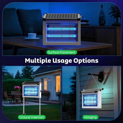OnBeam Solar Bug Zapper Outdoor, 4500V Mosquito Zapper Fly Trap for Patio | 10W Solar Panel, IPX5 Waterproof, Auto Mode, Solar Powered, USB C Charging, Electric Rechargeable Mosquito Killer for Garden