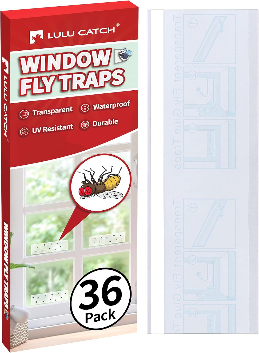LULUCATCH Window Fly Trap, 24 Pack Fruit Fly Traps for Indoors, Sticky Gnat Trap Bug Trap, Non-Toxic Odorless Flying Insect Trap, Pet Safe Bug Catcher for Fruit Fly, Mosquitos, Fungus & Flying Insect