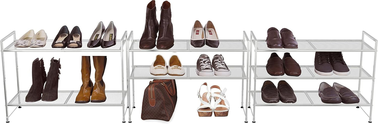 Simple Houseware 3-Tier Stackable Shoes Rack Storage Shelf, Black