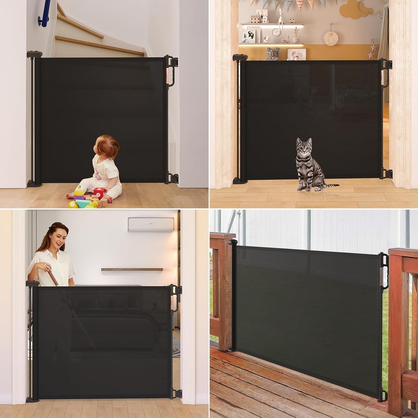Momcozy Retractable Baby Gate, 33" Tall, Extends up to 55" Wide, Child Safety Baby Gates for Stairs, Doorways, Hallways, Indoor, Outdoor