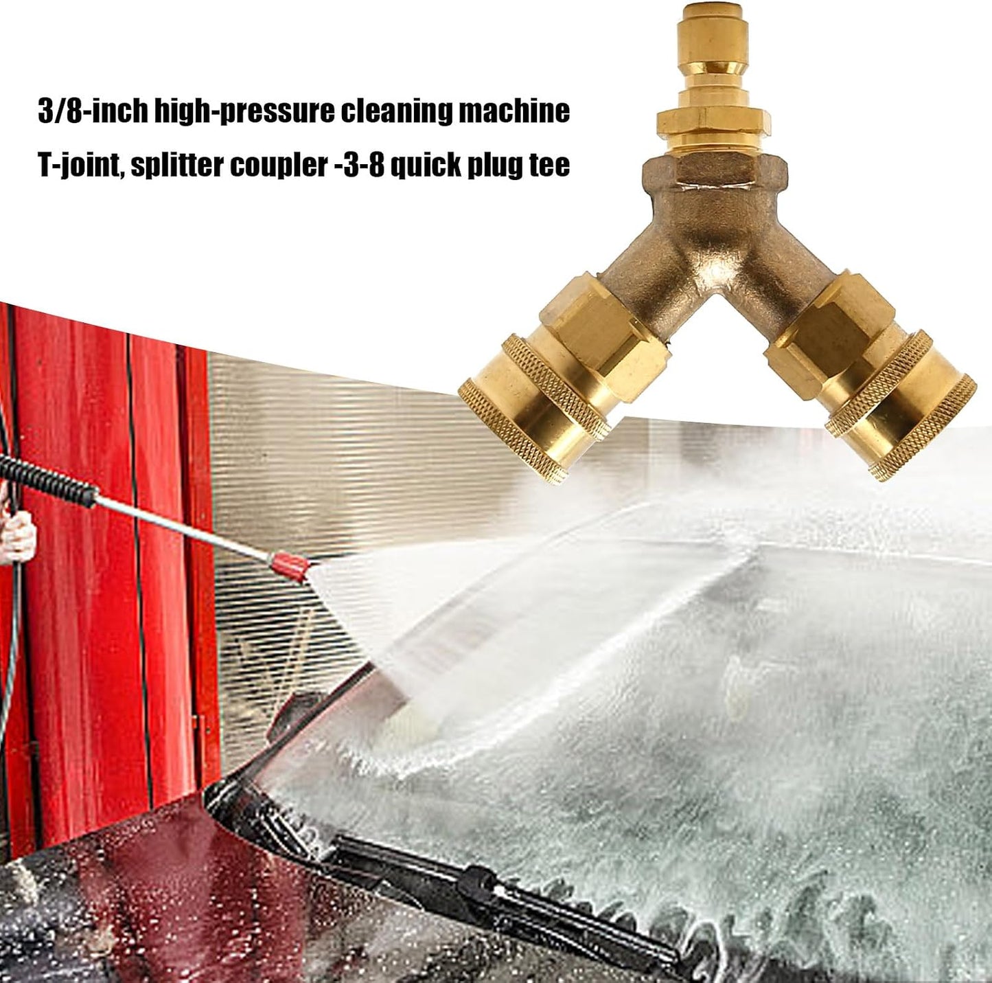 EATAKWARD Pressure Washer Tee, 3/8 Inch Fitting, Splitter Coupler, Quick Connect Two Gun to One Power Washer