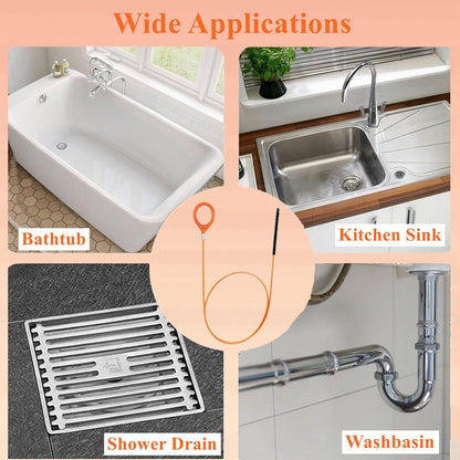 35 Inch Drain Snake Hair Clog Remover Tool, Long Flexible Anti-Break Steel Plumbing Snake, for Bathroom Sink, Shower, Tub, Pipe Drain (4 Pack)