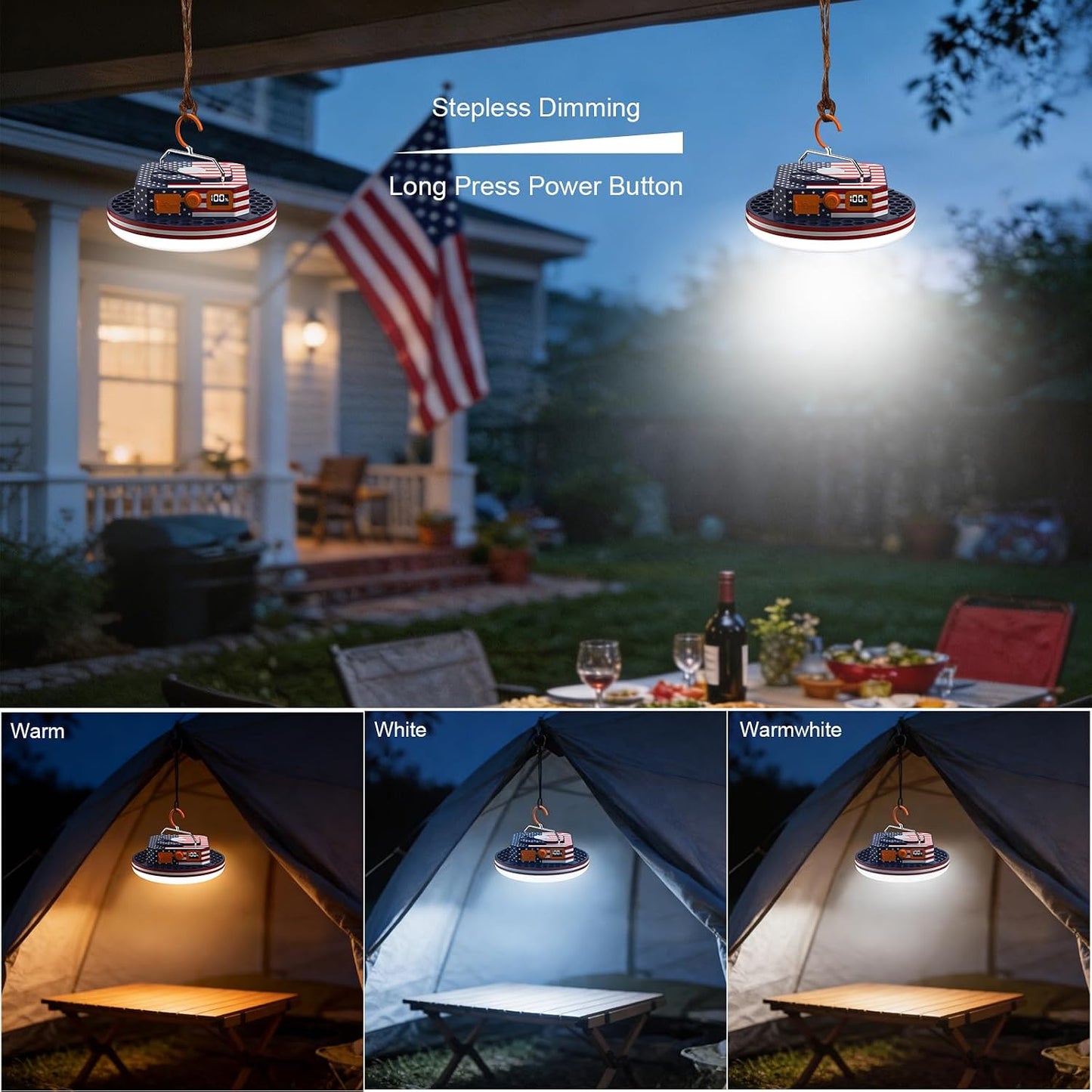 4000LM Flashlight Portable LED Camping Lantern Light 30W with Digital Display and Magnet , IPX5 Waterproof Tent Lights Light for Parents Christmas Gift