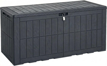 YITAHOME 35 Gallon Outdoor Storage Box | Waterproof Resin Deck Box and Package Delivery with Lockable Lid for Patio Furniture Cushions, Pool Accessories, Garden