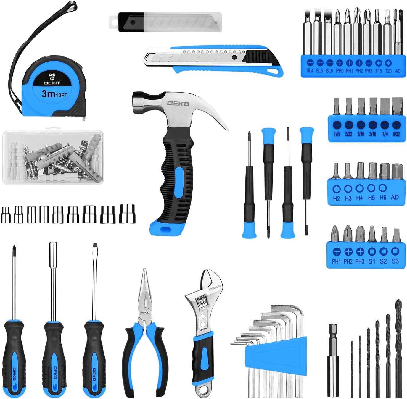 DEKOPRO Tool Set：Tool Kit with 8V Cordless Drill,Tool Box with Drill,Hand Drill Set for Men & Women,Home Tool Kits for House Repair,Handyman,DIY 126 Piece
