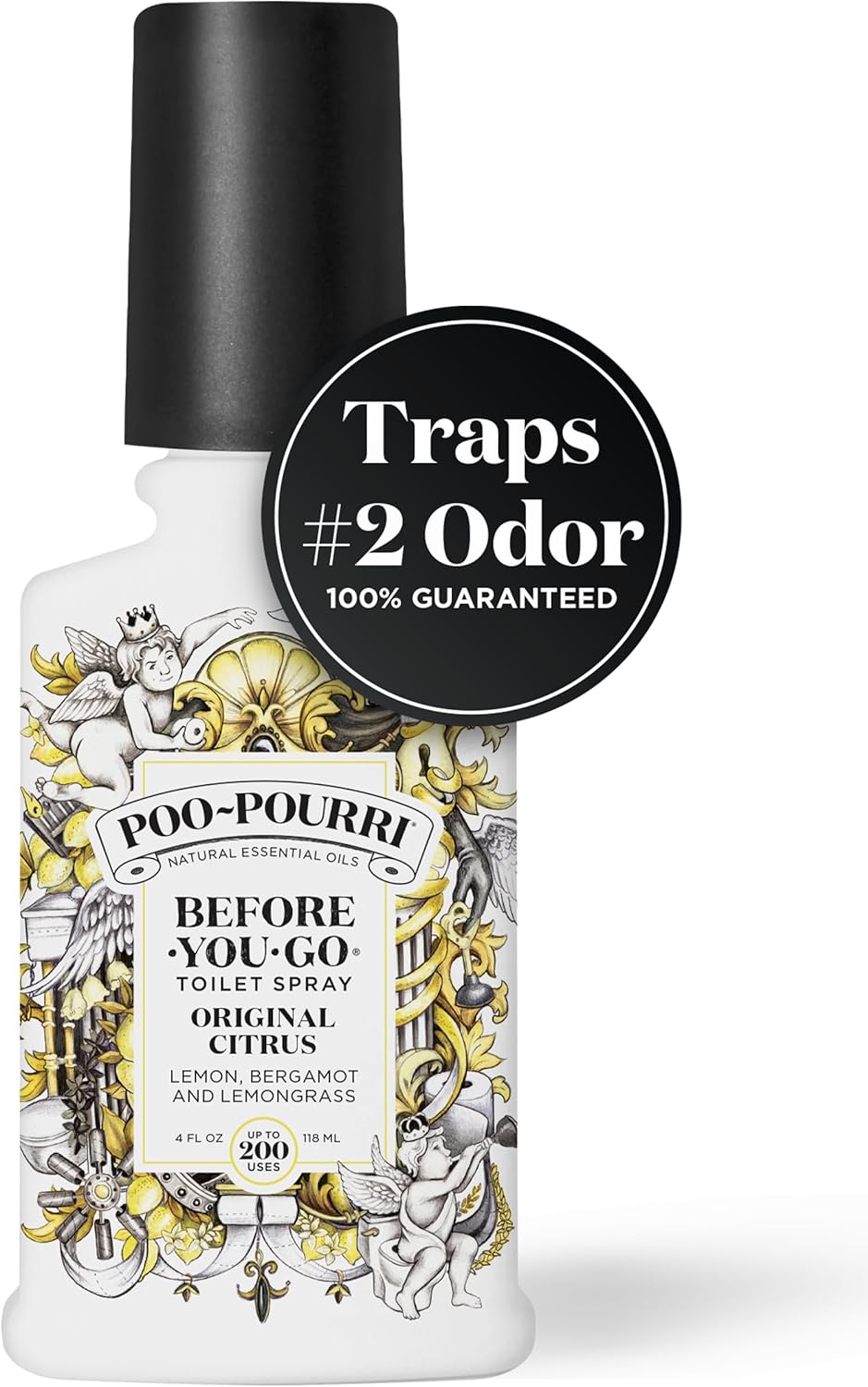 Poo-Pourri Before-You-Go Toilet Spray Refill, Original Citrus, 16 Fl Oz, Up to 800 Uses, Bathroom Odor Deodorizer with Essential Oils for Home or Work, Lemon, Bergamot and Lemongrass Scent