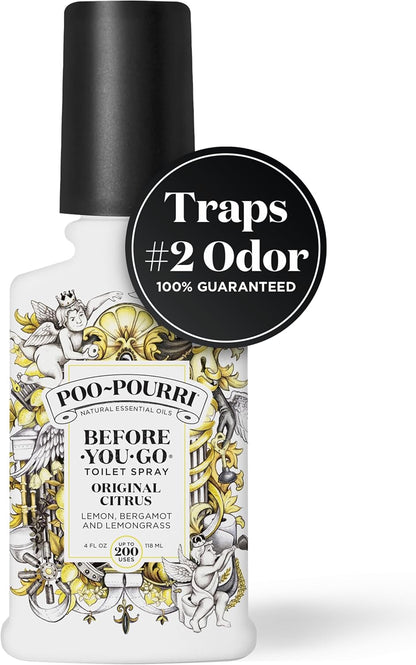 Poo-Pourri Before-You-Go Toilet Spray Refill, Original Citrus, 16 Fl Oz, Up to 800 Uses, Bathroom Odor Deodorizer with Essential Oils for Home or Work, Lemon, Bergamot and Lemongrass Scent