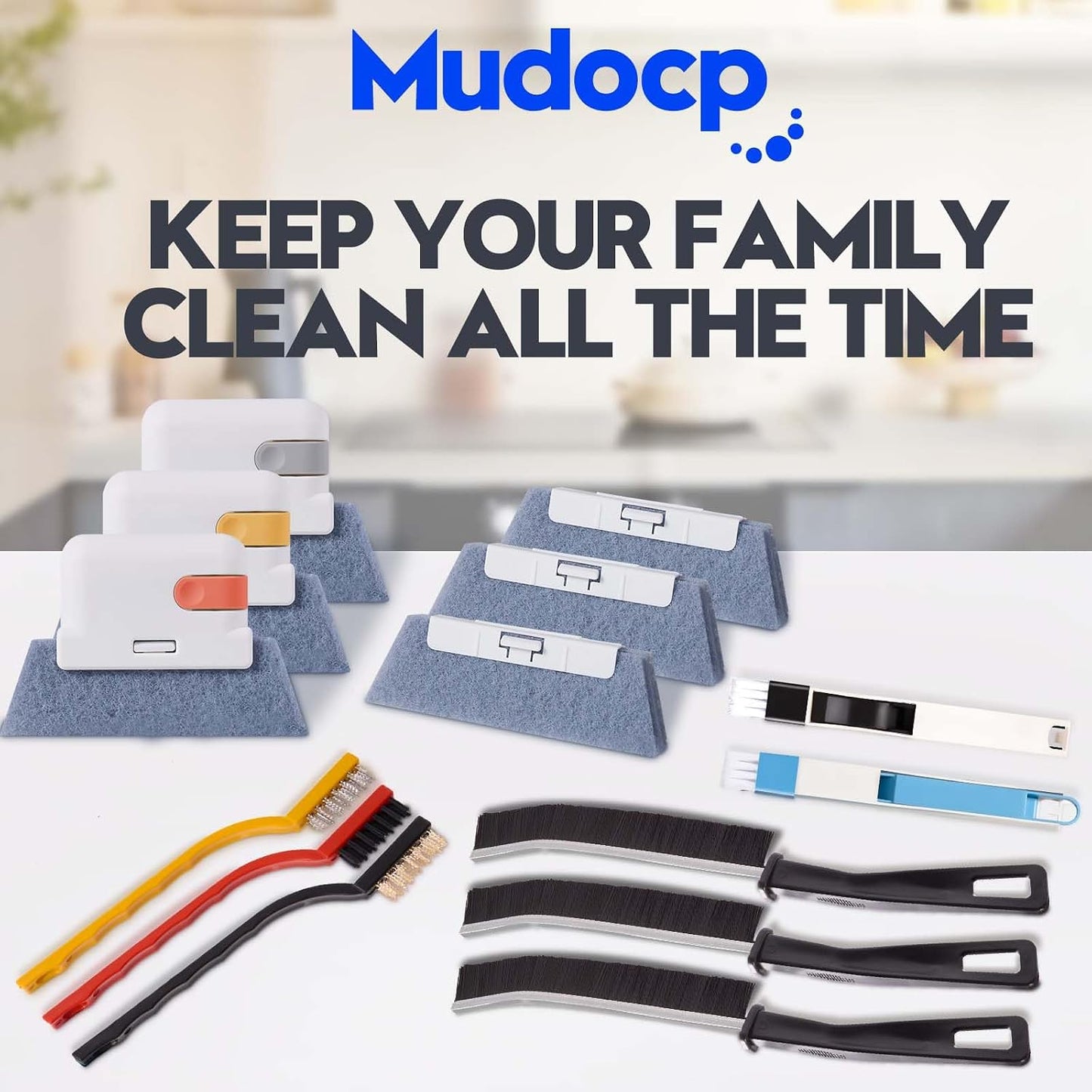 Window Track Cleaner Tools Set, 14 PCS Window Groove Cleaning Brush Kit for for Sliding Door, Window Sill, Shutter, Car Vents