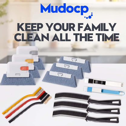 Window Track Cleaner Tools Set, 14 PCS Window Groove Cleaning Brush Kit for for Sliding Door, Window Sill, Shutter, Car Vents