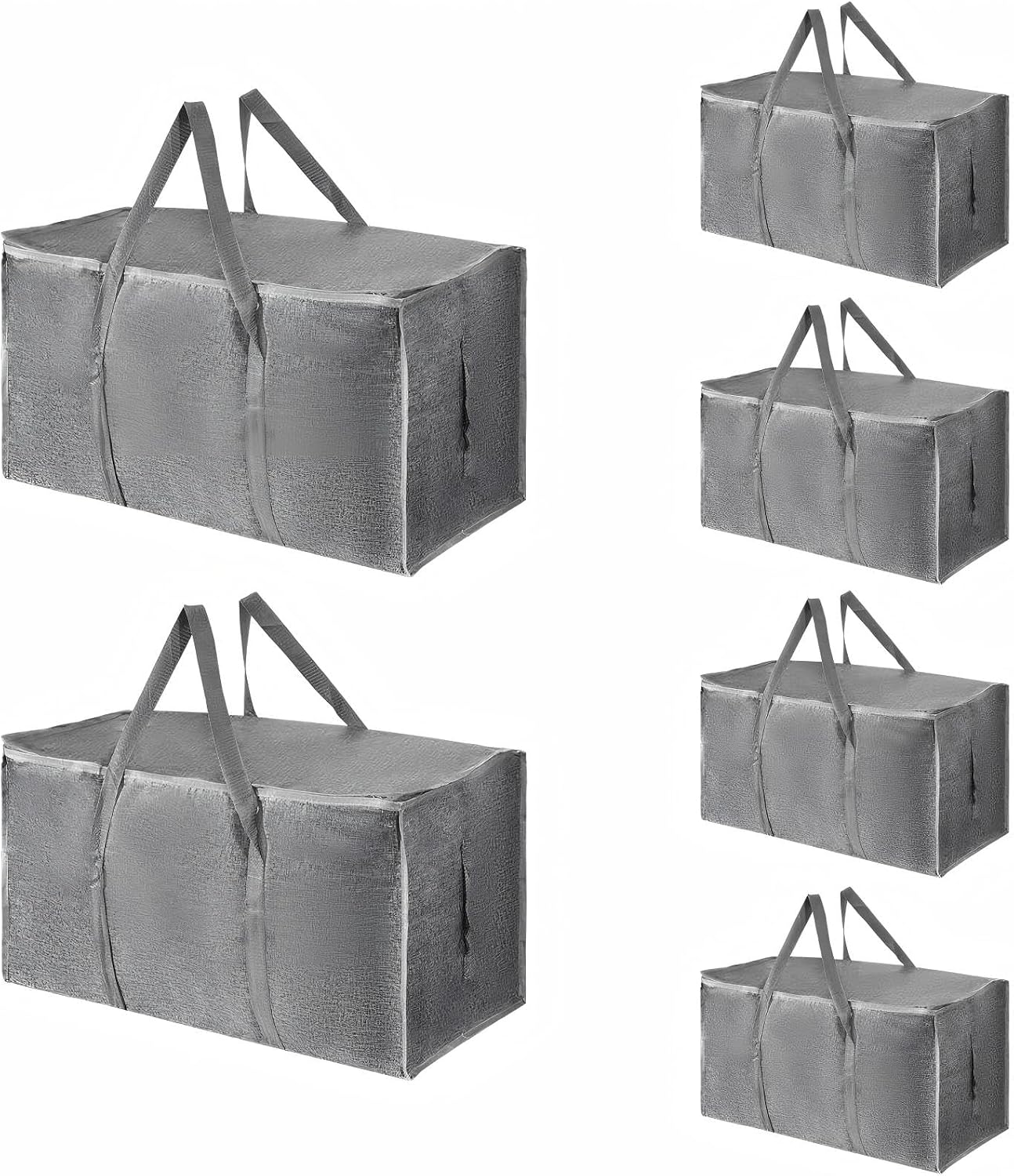 8 Pack-Extra Large Heavy Duty Moving Bags - Waterproof Storage Totes with Handles & Zippers, Foldable for College Dorm, Storage (Clear)