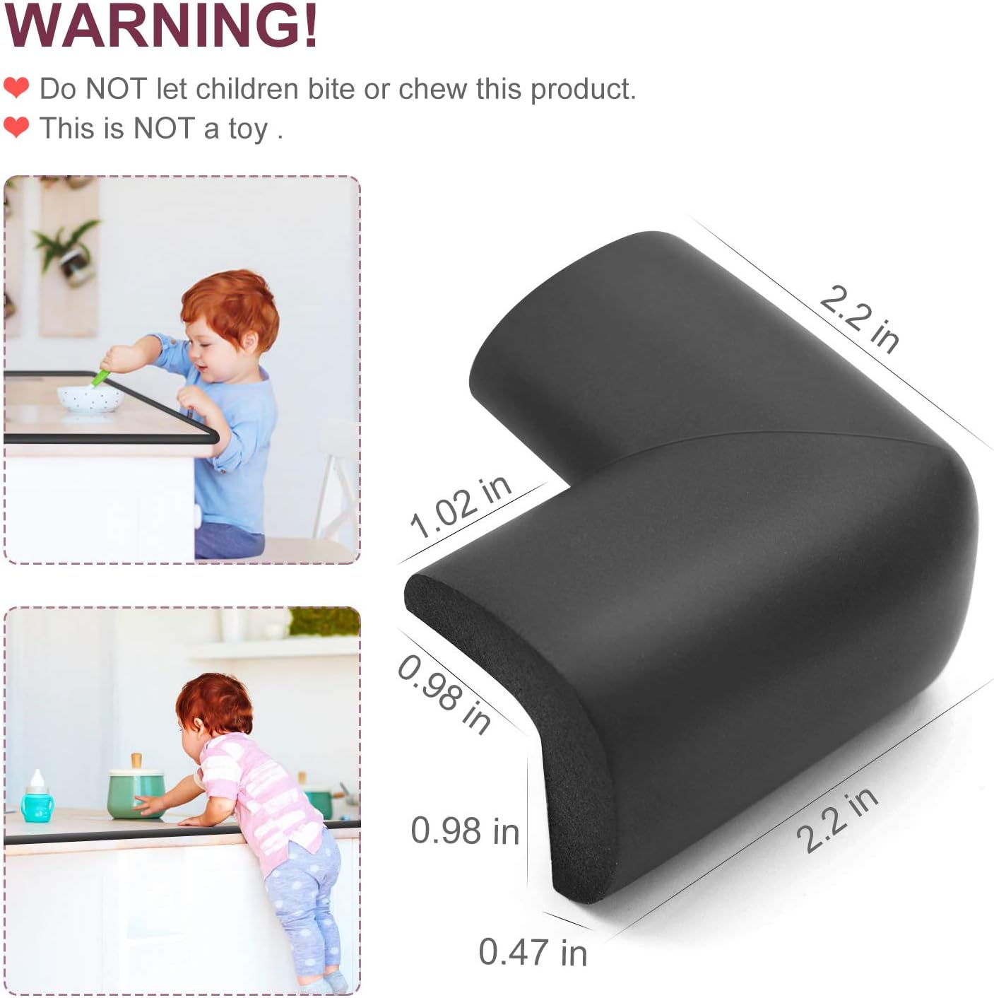 Baby Proofing Edge Corner Protectors, 20.5FT Furniture Table Bumper Guards | Soft thick rubber foam bumper, 18.1ft edge strips + 8 corner guards, 3M pre-taped for table, cabinet & wall sharp corners