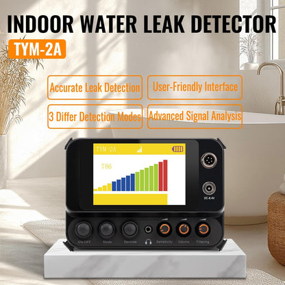 Al Water Leak Detector, Indoor Wall/Ground Under Slab Pipe Leak - TYM-3A | 2 Sensors, 0.5m/1.64ft, 100Hz-8000Hz, 15 Hours