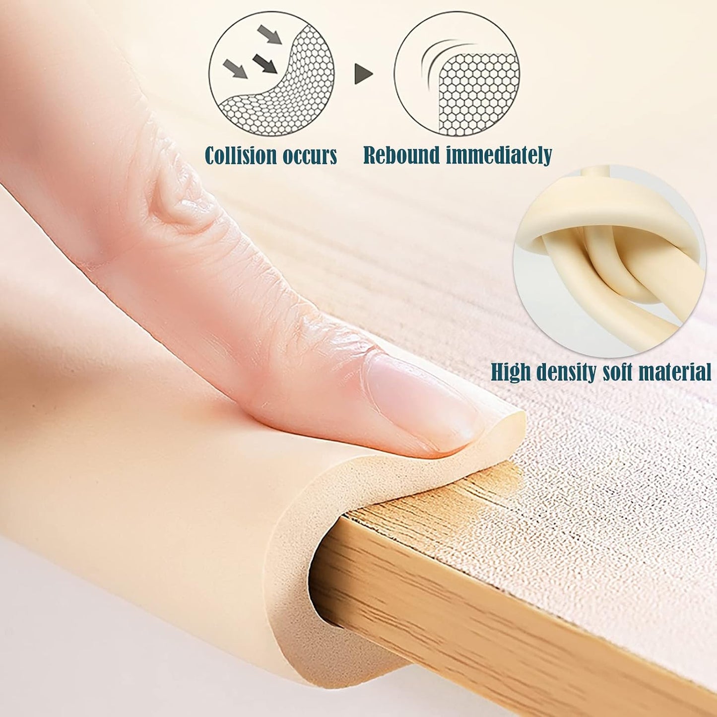 U Shape Foam Table Edge Protector for Baby,6.5 Ft/2m,Milky White | Foam Baby Proofing Safety Bumper Guard Strip, Corner Protectors For Kids, Suitable For Furniture Fireplace Desk