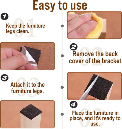 16 PCS 1.5 Inch Square Felt Furniture Pads, Square Felt Pads for Chair Legs Self Adhesive Cuttable Chair Leg Floor Protectors Anti Scratch Floor Protectors for Hardwood Floors, Brown