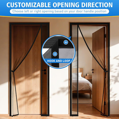 TasticTotes Magnetic Screen Door Mesh - Reversible Left & Right Opening with Magnetic Closure, Keep Buzz Out, Enjoy Fresh Air, Hands Free for Families & Pets (34" x 81", Fit Door Size 32" x 80")