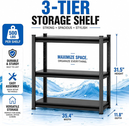 Heavy Duty Over Washer and Dryer Storage Shelf, 4 Tier Adjustable Metal Laundry Room Organizer, Freestanding Utility Shelving Rack, Rust Resistant Steel Storage Shelf, Black, 19.7"Wx 13.8"Dx 44.1"H