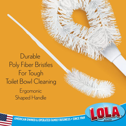 LOLA Toilet Bowl Brush w/Curved Head, Coated Wire, Durable Poly Bristles, Reaches Under Toilet Bowl Rim, 1 Pack