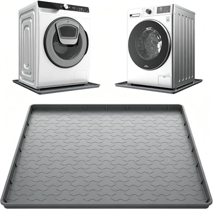 Washing Machine Drain Pan Silicone Mat, Thickened Large 32" X 30" Non-Slip Waterproof Washer Drip Tray, Raised Edge Mat for Under Dryer or Washer, Anti-Vibration,Floor Leak Protector for Laundry Room