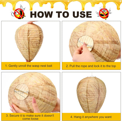 Qualirey 12 Pcs Paper Wasp Nest Hanging Decoy for Tree, Front Back Porch, Back Deck, Outdoor Home Garden, Fake Hornet Nest Waterproof Wasp Trays Repellent