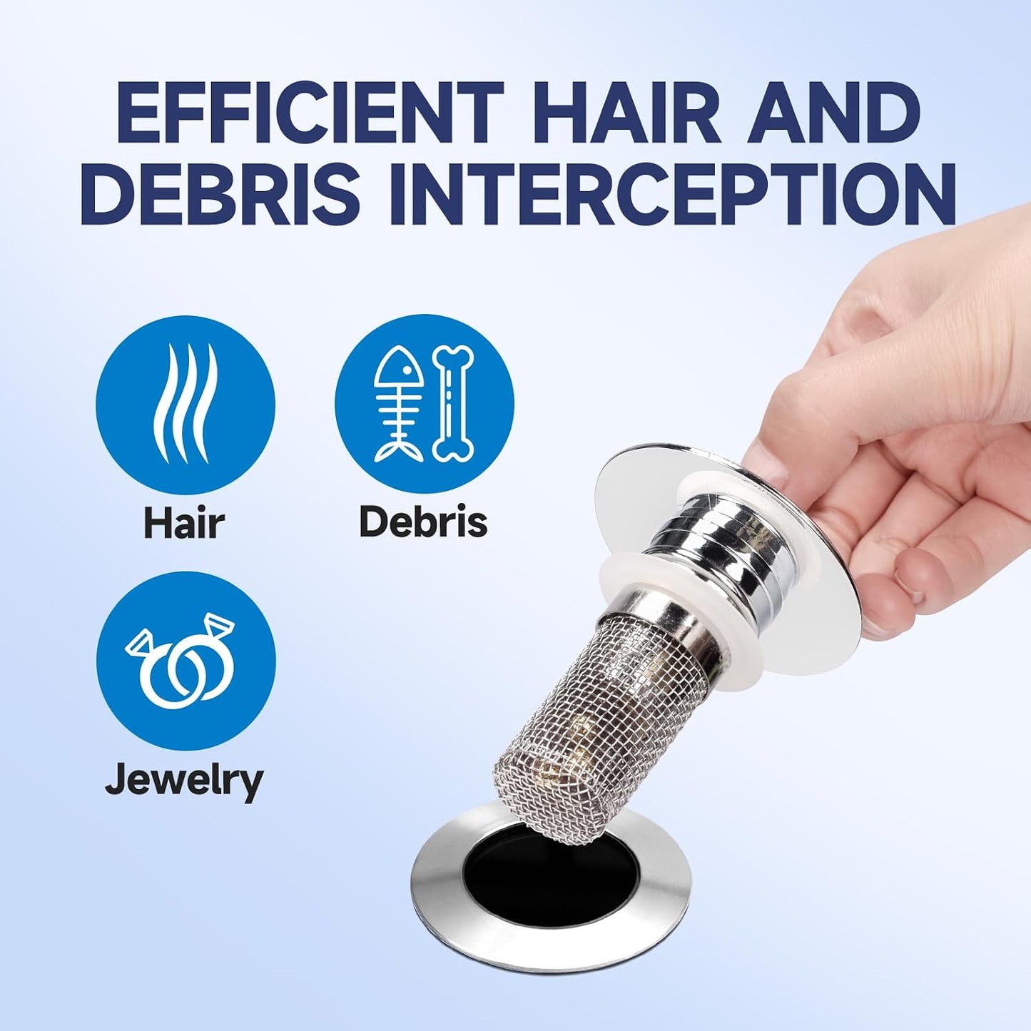 2 Pack Bathroom Sink Drain Strainer, 2 in 1 Pop Up Bathroom Sink Stopper with Hair Catcher Basket for 1~1.5 Inch Drain Holes, Universal Wash Basin Stopper Sink Drain Filter Anti-Clogging