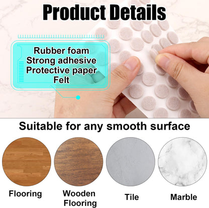 96pcs Felt Pads for Cabinet Door, 1.3cm/1/2in Round Thick Quite Small Cupboard Bumpers Self Adhesive Sticky Felt Dots Furniture Tools for Kitchen Furniture Floor Drawers Table Chair Legs Feet (Black)
