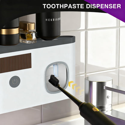 Toothbrush Holders for Bathrooms, Toothbrush Holder Wall Mounted with Toothpaste Dispenser, Rechargeable Cordless Wall Mounted Tooth Brushing Holder