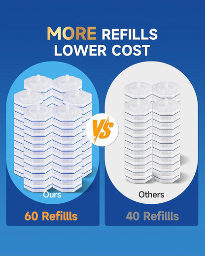 20 Count Toilet Wand Refills for Clorox, 5X Cleaning Power Toilet Bowl Cleaners & High-Density Disposable Toilet Scrubber Refill - No Falling Apart, Instant Foam for Bathroom Cleaning