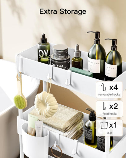 Pipishell Slim Storage Cart with Wheels - Bathroom Cart Organizer Storage, 4 Tier Rolling Carts for Bathroom, Laundry Room, Kitchen, Narrow Space, Black PIUC05