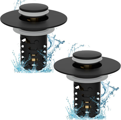 Universal Metal Bathroom Sink Drain Strainer Hair Catcher Upgraded 3 in 1 Pop-up Sink Stopper, with Detachable Stainless Steel Filter Basket, Fit for Standard 1.1''~2.36'' Basin Hole, Brushed Nickle
