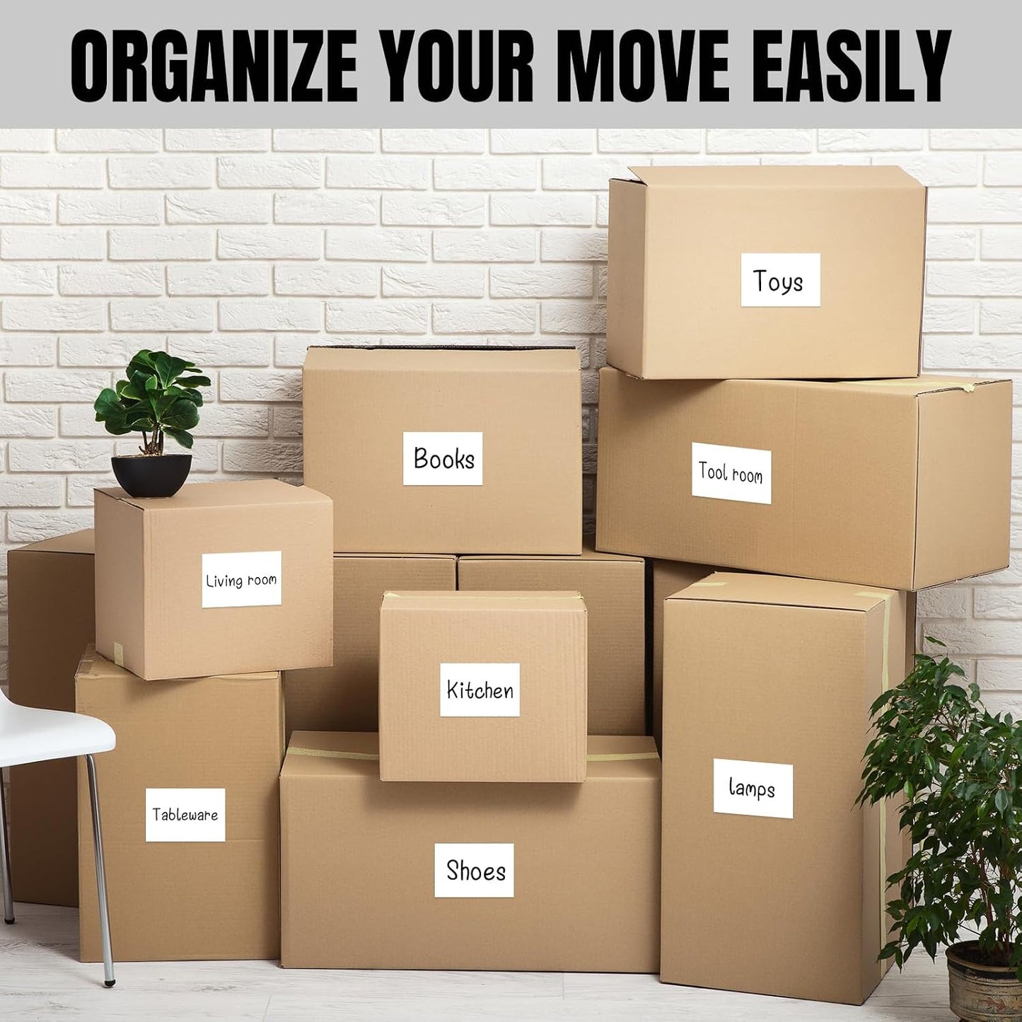 Feifeiya 1000 Pcs 3" x 2" White Removable Labels for Storage Bins, Self Adhesive Rectangular Stickers, Large 2x3 Shipping & Organization Labels for Boxes, Classroom, Office