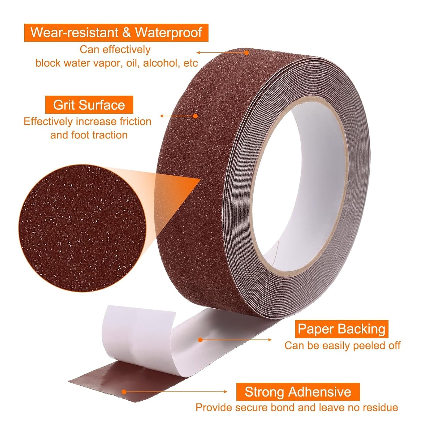 HARFINGTON Anti Slip Traction Tape 2" x 16.4ft Waterproof Non-Slip Grip Tape High Friction Weather Resistant Non Skid Stair Treads Tape for Indoor Outdoor Stair Steps, White