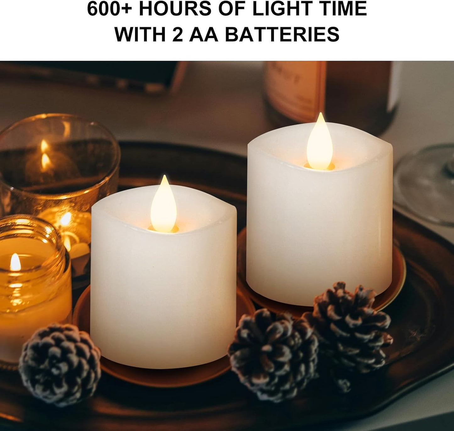 3x4 Flickering Flameless Candles Set of 3,Real Wax Pillar LED Candles,with Timer,4 inch Flameless Candles with Remote,for Party Wedding Holiday Home Decor,Ivory