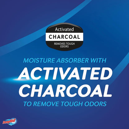 DampRid Fragrance Free Disposable Moisture Absorber with Activated Charcoal, 18 oz., 3 Pack, Moisture Absorber & Odor Remover, Lasts Up To 60 Days, No Electricity Required