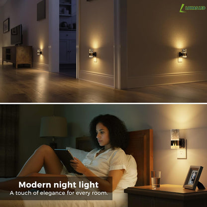 L LOHAS LED Night Light,Dimmable Night Lights Plug into Wall, 2 Pack Acrylic Nightlight with 0-100 LM Adjustable Brightness, 3000K Plug in Night Light with Dusk to Dawn Sensor, for Bathroom Hallway