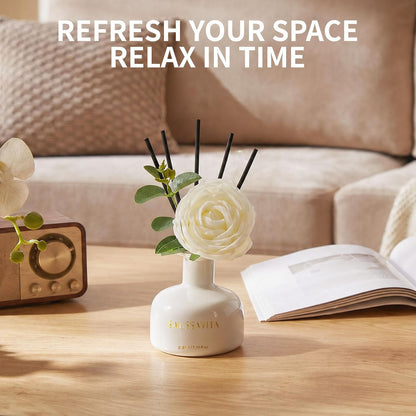 Reed Diffusers Set, 7.10 oz Flower Scented Diffuser with 7 Sticks, Long Lasting Home Fragrance for 120 Days, Perfect for Bathroom, Shelf Decor, Air Fresheners