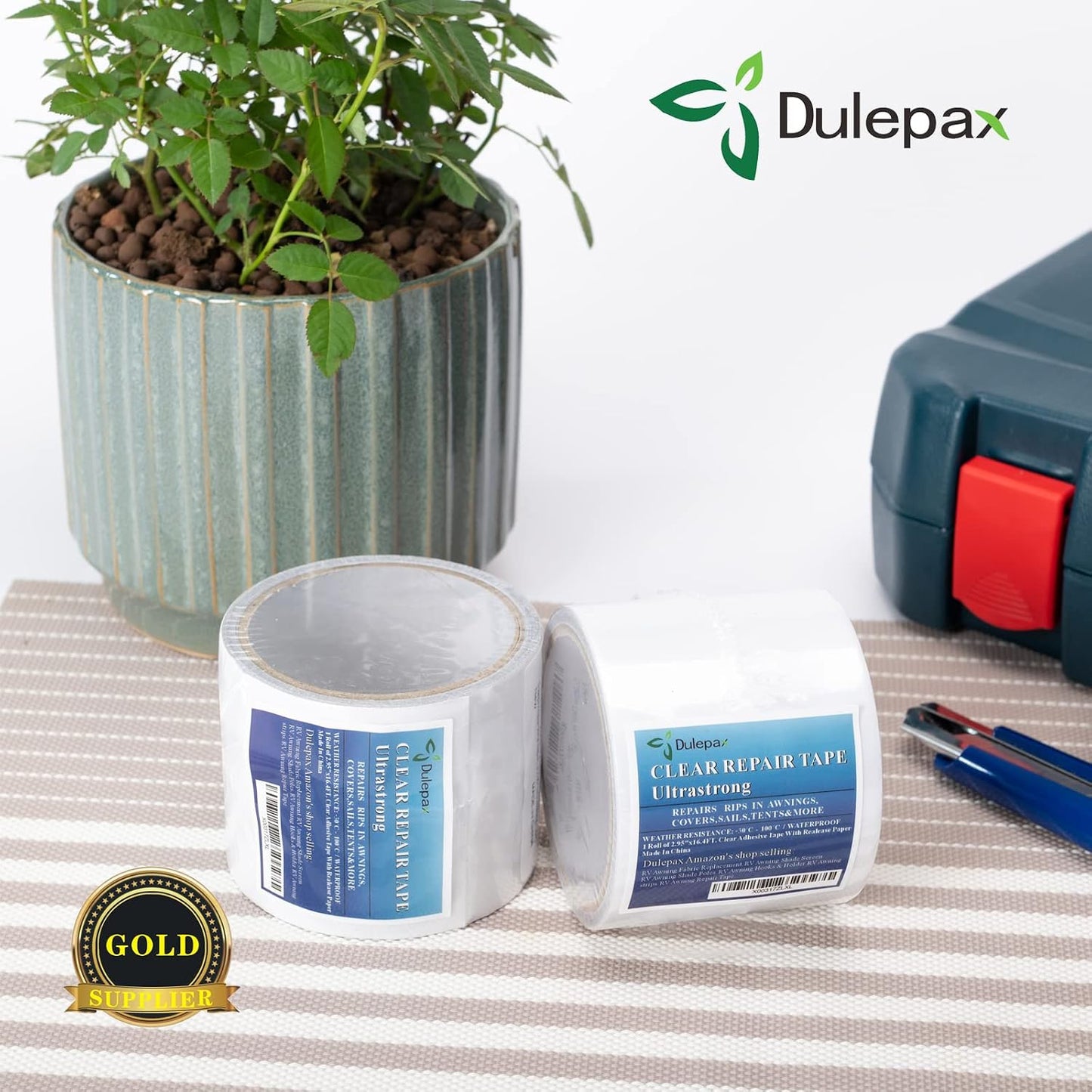 Dulepax-Tent Repair Tape,Awning Repair Tape,Boat Covers Repair,RV Covers Repair Kit,Tarp Repair,Canvas Pctch Kit,Sail Tape Etc...1 Roll of 30FT x 2.9"