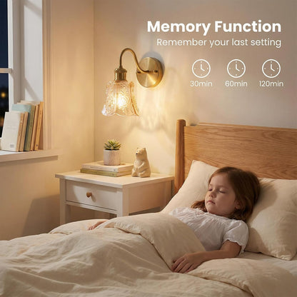 YUNICE Rechargeable Wall Sconces Set of 2 Battery Operated Wall Sconce with Remote Control Dimmable Cordless Wall Lamp with Amber Glass Lampshade Antique Brass Wall Lights for Bedroom Living Room