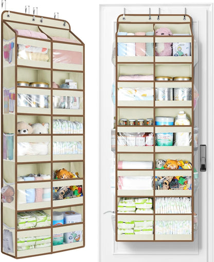 Yecaye 5-Tier Over The Door Organizer Dual-Column, 80lbs Load Over The Door Storage of 10 Compartments, Heavy Duty Door Organizer Hanging for Bedroom Closet Dorm Bathroom Pantry, Grey 1 Pack