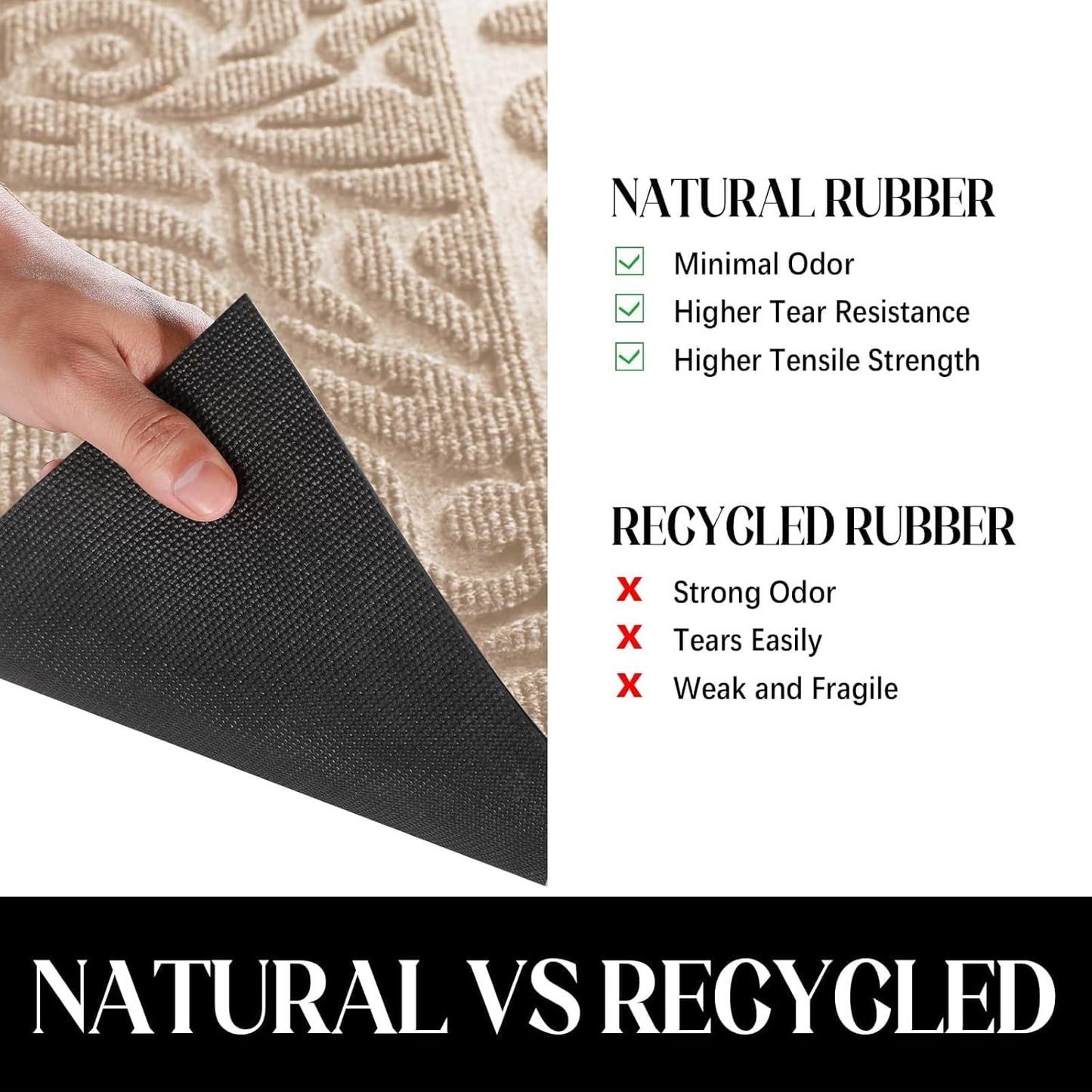 Yimobra Welcome Mat Outdoor 29.5x17, Waterproof Non-Slip Outdoor Mats for Front Door Outside Entrance, Low-Profile Entryway Mat Indoor for Garage Patio, Black